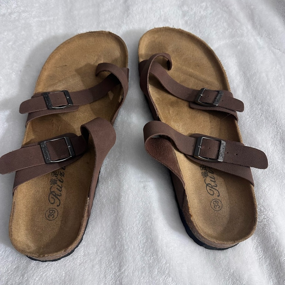 Brown Double Strap Sandals